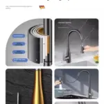 German faucet model in gun gray finish with modern design features.
