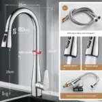 Modern kitchen faucet with pull-out sprayer and multiple modes.
