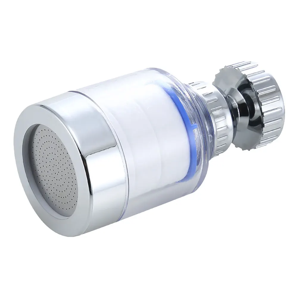 Chrome water filter attachment for faucets.