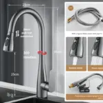 Modern kitchen faucet with pull-out extension and multiple spray modes.