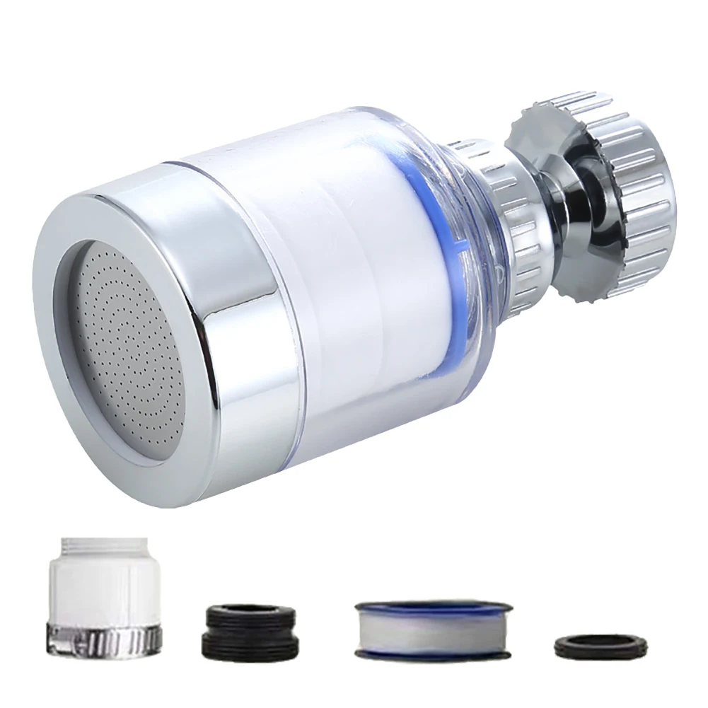 Transparent water-saving faucet aerator with multiple attachments.