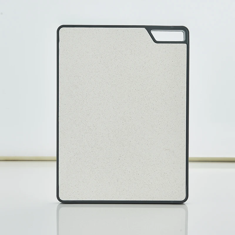 Rectangular white cutting board with a black border.