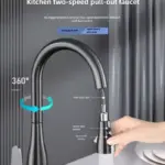 Modern kitchen faucet with pull-out feature and dual control.