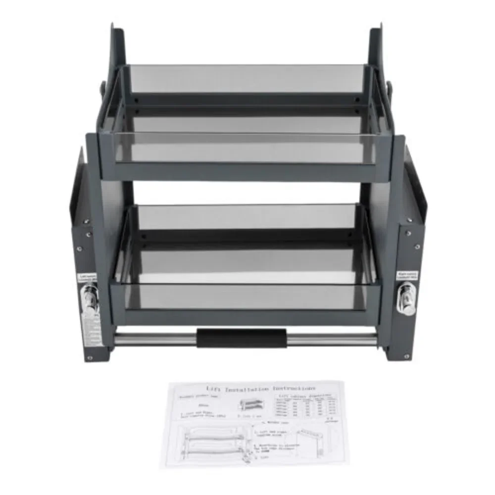 منظم خزانة معدني قابل للسحب بطبقتين ودليل تركيب.